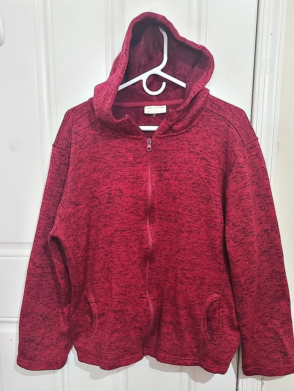 Plus Size Women Hooded Zip Jacket in Red Color